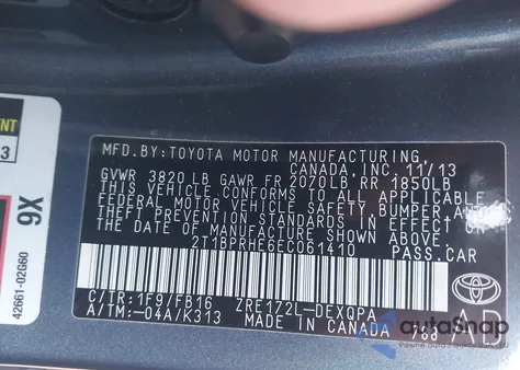 2014 Toyota Corolla Le Eco from USA, damaged, VIN 2T1BPRHE6EC061410